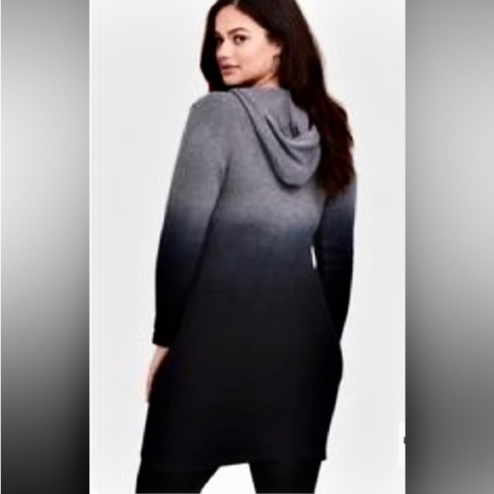 🔥Torrid Ombré Hoodie Sweater Mini Short Dress Black Gray  sz 1X, 14-16  NWT!